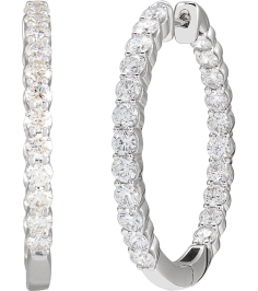 653631 Earring Set 14K White 30 Mm 3.14 Mm Lab-Grown Diamond Round 2.5Mm 3 Ctw Si1-Si2, Gh Pair Hinged Polished 3 Ctw Lab-Grown Diamond Inside-Outside Hoop Earrings