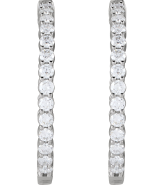 653631 Earring Set 14K White 36 Mm 3.2 Mm Lab-Grown Diamond Round 3Mm 4 Ctw Si1-Si2, Gh Pair Hinged Polished 4 Ctw Lab-Grown Diamond Inside-Outside Hoop Earrings