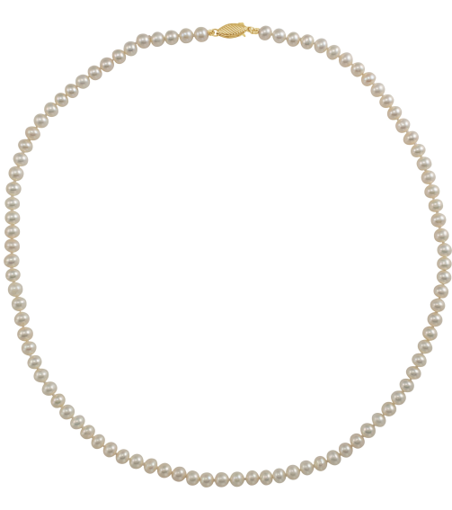 688803 Necklace Set 14K Yellow Pearl Cultured White Freshwater Pearl 4.5-5.0 Mm 18 In Polished Cultured White Freshwater Pearl Necklace