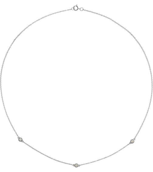 68577 Set 14K White 3-Stone Lab-Grown Diamond 2.5Mm 15 Ctw Si1-Si2, G-H Each Polished 15 Ctw Lab-Grown Diamond Necklace