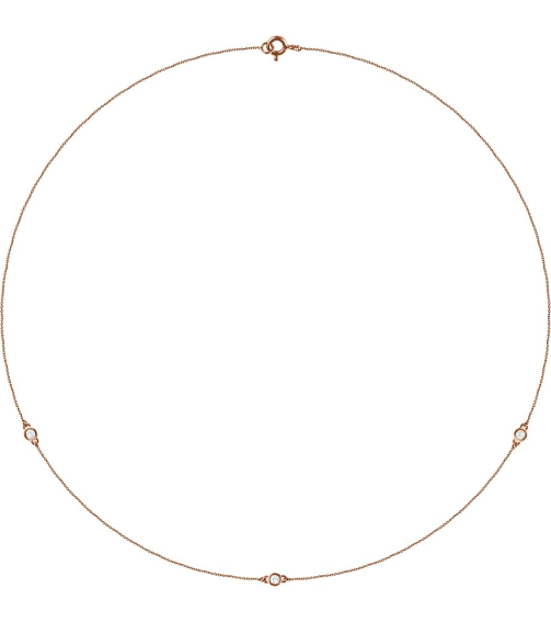 68577 Set 14K Rose 3-Stone Lab-Grown Diamond 2.5Mm 15 Ctw Si1-Si2, G-H Each Polished 15 Ctw Lab-Grown Diamond Necklace