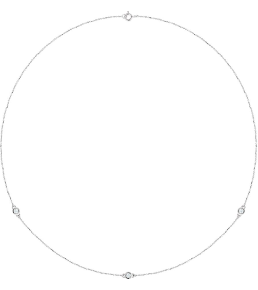 68577 Set 14K White 3-Stone Lab-Grown Diamond 2.9Mm 14 Ctw Si1-Si2, G-H Each Polished 14 Ctw Lab-Grown Diamond Necklace