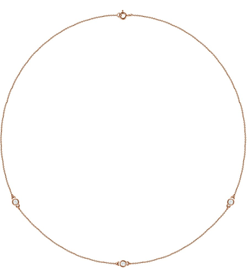 68577 Set 14K Rose 3-Stone Lab-Grown Diamond 2.9Mm 14 Ctw Si1-Si2, G-H Each Polished 14 Ctw Lab-Grown Diamond Necklace