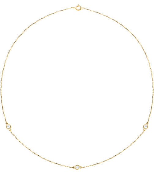 68577 Set 14K Yellow 3-Stone Lab-Grown Diamond 3.1Mm 13 Ctw Si1-Si2, G-H Each Polished 13 Ctw Lab-Grown Diamond Necklace