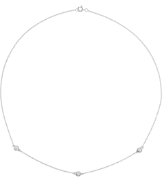 68577 Set 14K White 3-Stone Lab-Grown Diamond 3.1Mm 13 Ctw Si1-Si2, G-H Each Polished 13 Ctw Lab-Grown Diamond Necklace