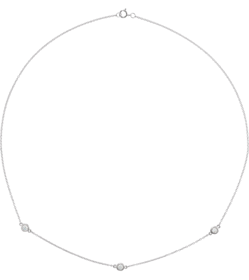 68577 Set 14K White 3-Stone Lab-Grown Diamond 3.1Mm 13 Ctw Si1-Si2, G-H Each Polished 13 Ctw Lab-Grown Diamond Necklace
