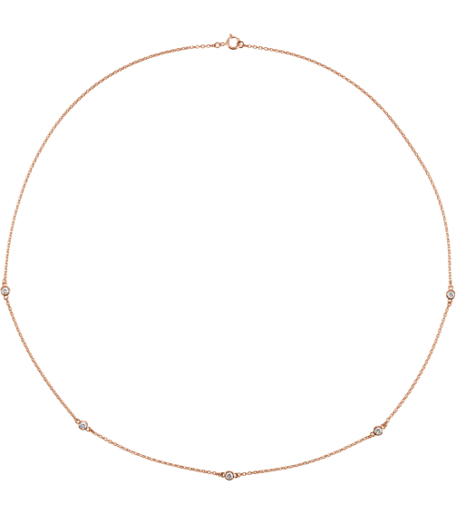 68577 Set 14K Rose 5-Stone Lab-Grown Diamond 2.4Mm 14 Ctw Si1-Si2, G-H Each Polished 14 Ctw Lab-Grown Diamond Necklace
