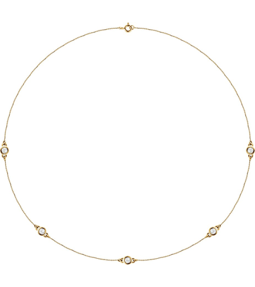 68577 Set 14K Yellow 5-Stone Lab-Grown Diamond 3.5Mm 34 Ctw Si1-Si2, G-H Each Polished 34 Ctw Lab-Grown Diamond Necklace