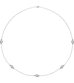 68577 Set 14K White 5-Stone Lab-Grown Diamond 3.65Mm 1 Ctw Si1-Si2, G-H Each Polished 1 Ctw Lab-Grown Diamond Necklace