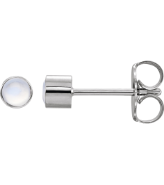 2000316 Earring Set Natural Rainbow Moonstone Round 3 Mm 14K White Each Friction Back Included Polished Natural Moonstone Bezel-Set Earring