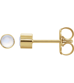 2000316 Earring Set Natural Rainbow Moonstone Round 3 Mm 14K Yellow Each Friction Back Included Polished Natural Moonstone Bezel-Set Earring