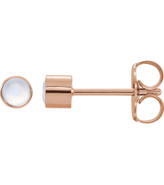 2000316 Earring Set Natural Rainbow Moonstone Round 3 Mm 14K Rose Each Friction Back Included Polished Natural Moonstone Bezel-Set Earring