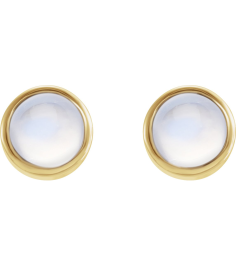 2000316 Earring Set Natural Rainbow Moonstone Round 3 Mm 14K Yellow Pair Friction Back Included Polished Natural Moonstone Bezel-Set Earrings