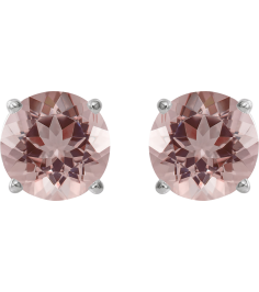 1874 14K White Set Round Natural Pink Morganite Pair 5 Mm Friction Friction Back Included 4-Prong Polished Natural Pink Morganite Stud Earrings