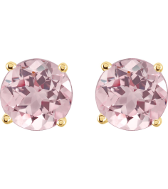 1874 14K Yellow Set Round Natural Pink Morganite Pair 5 Mm Friction Friction Back Included 4-Prong Polished Natural Pink Morganite Stud Earrings