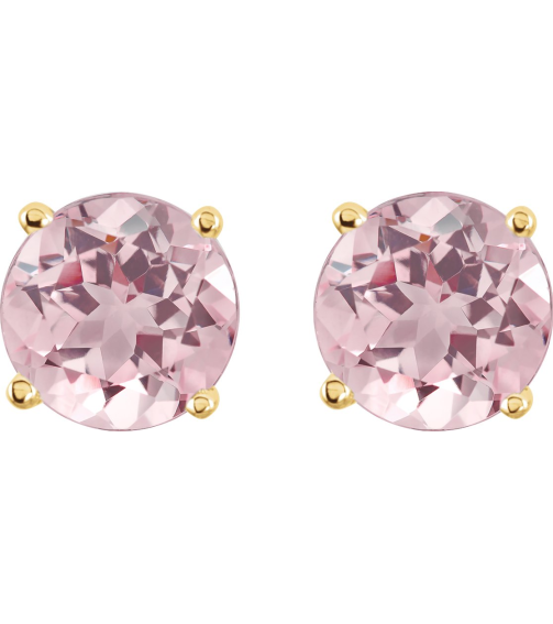 1874 14K Yellow Set Round Natural Pink Morganite Pair 5 Mm Friction Friction Back Included 4-Prong Polished Natural Pink Morganite Stud Earrings