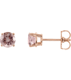 1874 14K Rose Set Round Natural Pink Morganite Pair 5 Mm Friction Friction Back Included 4-Prong Polished Natural Pink Morganite Stud Earrings