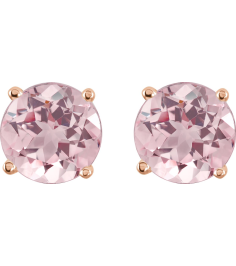 1874 14K Rose Set Round Natural Pink Morganite Pair 5 Mm Friction Friction Back Included 4-Prong Polished Natural Pink Morganite Stud Earrings
