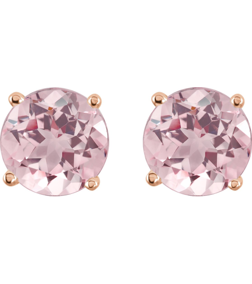 1874 14K Rose Set Round Natural Pink Morganite Pair 5 Mm Friction Friction Back Included 4-Prong Polished Natural Pink Morganite Stud Earrings