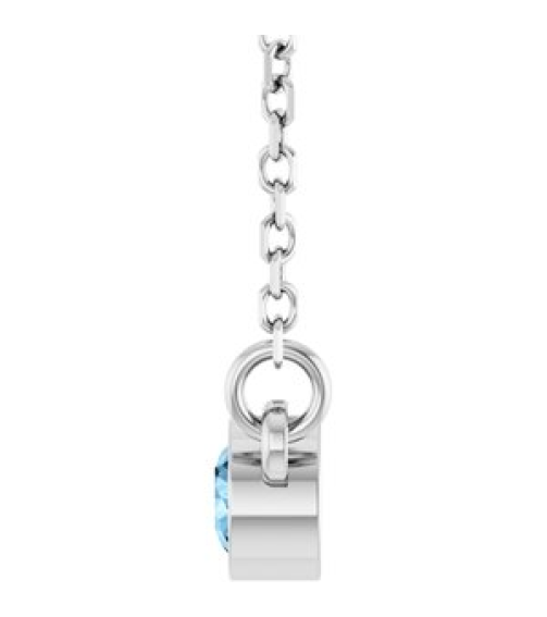 61134 Necklace Set 14K White Round Natural Sky Blue Topaz 3 Mm 18 In Polished Natural Sky Blue Topaz Solitaire Necklace