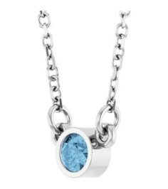61134 Necklace Set 14K White Round Natural Sky Blue Topaz 3 Mm 18 In Polished Natural Sky Blue Topaz Solitaire Necklace