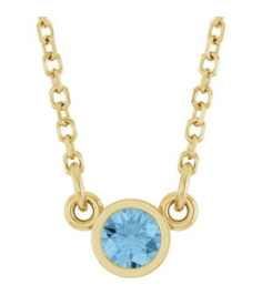 61134 Necklace Set 14K Yellow Round Natural Sky Blue Topaz 3 Mm 18 In Polished Natural Sky Blue Topaz Solitaire Necklace