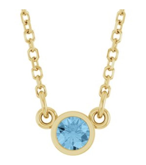 61134 Necklace Set 14K Yellow Round Natural Sky Blue Topaz 3 Mm 18 In Polished Natural Sky Blue Topaz Solitaire Necklace