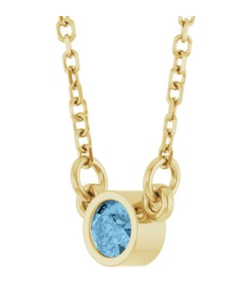 61134 Necklace Set 14K Yellow Round Natural Sky Blue Topaz 3 Mm 18 In Polished Natural Sky Blue Topaz Solitaire Necklace