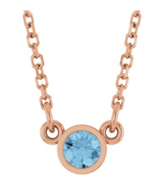 61134 Necklace Set 14K Rose Round Natural Sky Blue Topaz 3 Mm 18 In Polished Natural Sky Blue Topaz Solitaire Necklace