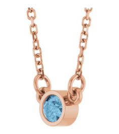 61134 Necklace Set 14K Rose Round Natural Sky Blue Topaz 3 Mm 18 In Polished Natural Sky Blue Topaz Solitaire Necklace