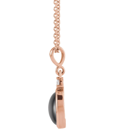87438 Necklace Set 14K Rose Oval Natural Black Onyx 6 X 4Mm 0.01 Ct Natural Diamond I1, G-H 16-18 In Polished Natural Onyx And .01 Ct Natural Diamond Bezel Set Necklace