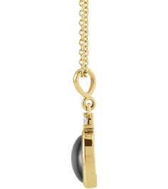 87438 Necklace Set 14K Yellow Oval Natural Black Onyx 8 X 6Mm 0.03 Ct Natural Diamond I1, G-H 16-18 In Polished Natural Onyx And .03 Ct Natural Diamond Bezel Set Necklace