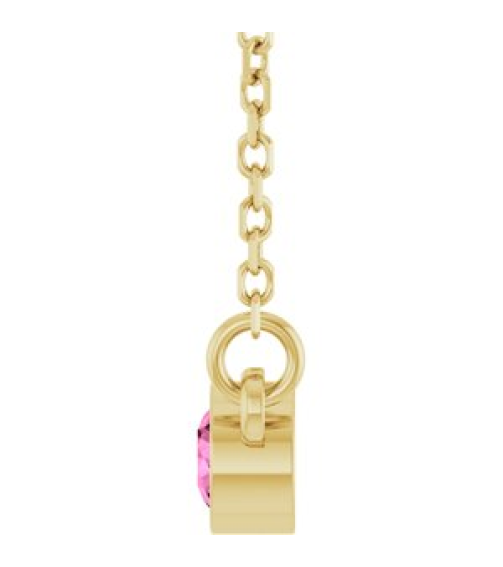 61134 Necklace Set 14K Yellow Round Natural Pink Sapphire 3 Mm 16 In Polished Natural Pink Sapphire Solitaire Necklace