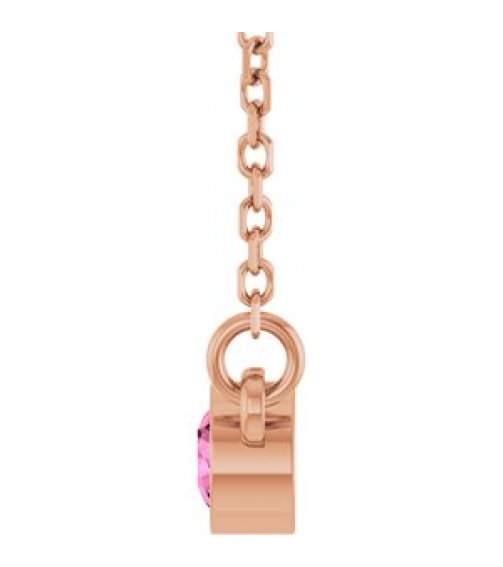 61134 Necklace Set 14K Rose Round Natural Pink Sapphire 3 Mm 16 In Polished Natural Pink Sapphire Solitaire Necklace