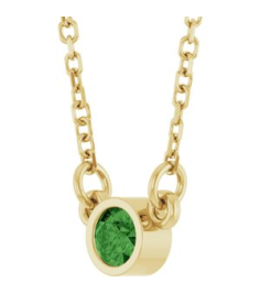 61134 Necklace Set 14K Yellow Round Natural Green Tourmaline 3 Mm 18 In Polished Natural Green Tourmaline Solitaire Necklace
