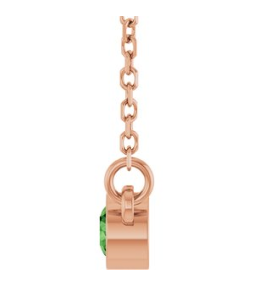 61134 Necklace Set 14K Rose Round Natural Green Tourmaline 3 Mm 18 In Polished Natural Green Tourmaline Solitaire Necklace