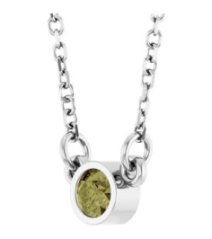 61134 Necklace Set 14K White Round Natural Green Sapphire 3 Mm 18 In Polished Natural Green Sapphire Solitaire Necklace