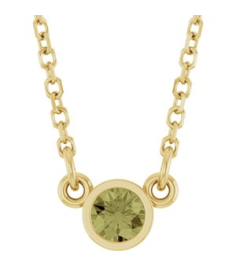61134 Necklace Set 14K Yellow Round Natural Green Sapphire 3 Mm 18 In Polished Natural Green Sapphire Solitaire Necklace