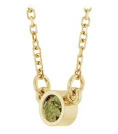 61134 Necklace Set 14K Yellow Round Natural Green Sapphire 3 Mm 18 In Polished Natural Green Sapphire Solitaire Necklace