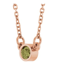 61134 Necklace Set 14K Rose Round Natural Green Sapphire 3 Mm 18 In Polished Natural Green Sapphire Solitaire Necklace