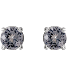 1874 14K White Set Round Natural Gray Spinel Pair 3 Mm Friction Friction Backs Included 4-Prong Polished Natural Gray Spinel Stud Earrings