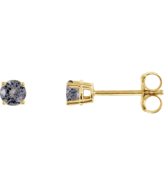 1874 14K Yellow Set Round Natural Gray Spinel Pair 3 Mm Friction Friction Backs Included 4-Prong Polished Natural Gray Spinel Stud Earrings