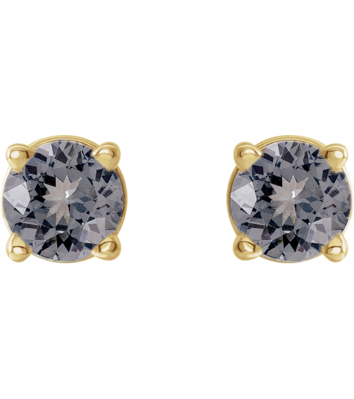 1874 14K Yellow Set Round Natural Gray Spinel Pair 3 Mm Friction Friction Backs Included 4-Prong Polished Natural Gray Spinel Stud Earrings