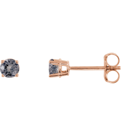 1874 14K Rose Set Round Natural Gray Spinel Pair 3 Mm Friction Friction Backs Included 4-Prong Polished Natural Gray Spinel Stud Earrings