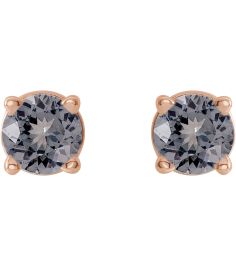 1874 14K Rose Set Round Natural Gray Spinel Pair 3 Mm Friction Friction Backs Included 4-Prong Polished Natural Gray Spinel Stud Earrings