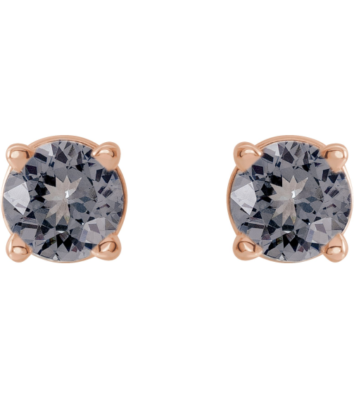 1874 14K Rose Set Round Natural Gray Spinel Pair 3 Mm Friction Friction Backs Included 4-Prong Polished Natural Gray Spinel Stud Earrings