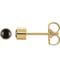 2000316 Earring Set Natural Black Onyx Round 3 Mm 14K Yellow Each Friction Back Included Polished Natural Onyx Bezel-Set Earring