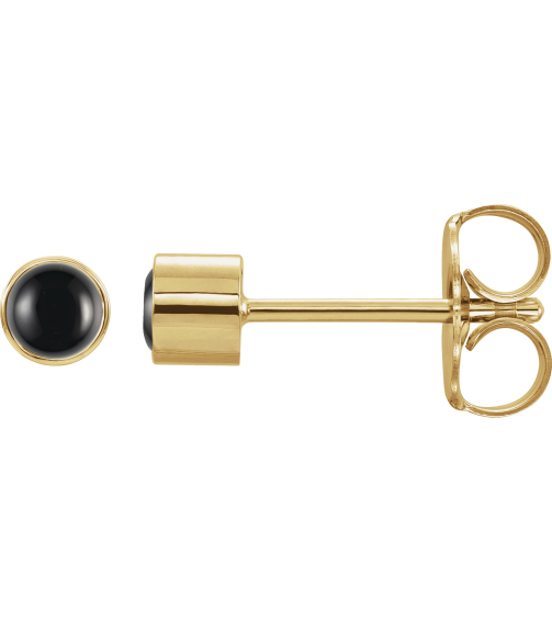 2000316 Earring Set Natural Black Onyx Round 3 Mm 14K Yellow Each Friction Back Included Polished Natural Onyx Bezel-Set Earring