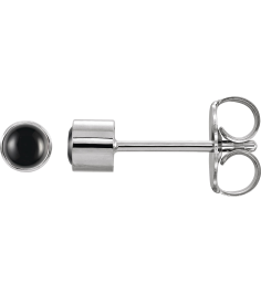 2000316 Earring Set Natural Black Onyx Round 3 Mm 14K White Pair Friction Back Included Polished Natural Onyx Bezel-Set Earrings