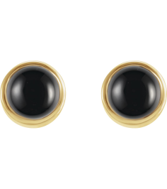 2000316 Earring Set Natural Black Onyx Round 3 Mm 14K Yellow Pair Friction Back Included Polished Natural Onyx Bezel-Set Earrings